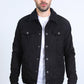 Mens Sherpa Lined Faux Suede Jacket - Black