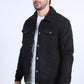 Mens Sherpa Lined Faux Suede Jacket - Black