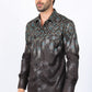 Mens Modern Fit Panoramic Foil Print Shirt - Brown