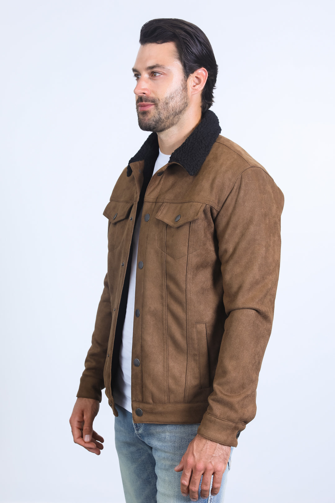 Mens sherpa lined suede jacket hotsell