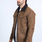 Mens Sherpa Lined Faux Suede Jacket - Brown