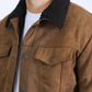 Mens Sherpa Lined Faux Suede Jacket - Brown