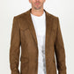 Men's Double Button Faux-Suede Blazer - Brown