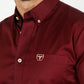 Men’s Single Pocket Logo Modern Fit Stretch Dress Shirt - Burgundy