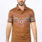 Men's Camel Aztec Panoramic Print Polo