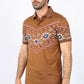 Men's Camel Aztec Panoramic Print Polo