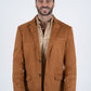 Men's Double Button Camel Faux-Suede Blazer