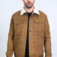 Mens Sherpa Lined Faux Suede Jacket - Camel