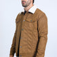 Mens Sherpa Lined Faux Suede Jacket - Camel