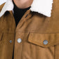 Mens Sherpa Lined Faux Suede Jacket - Camel