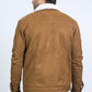 Mens Sherpa Lined Faux Suede Jacket - Camel