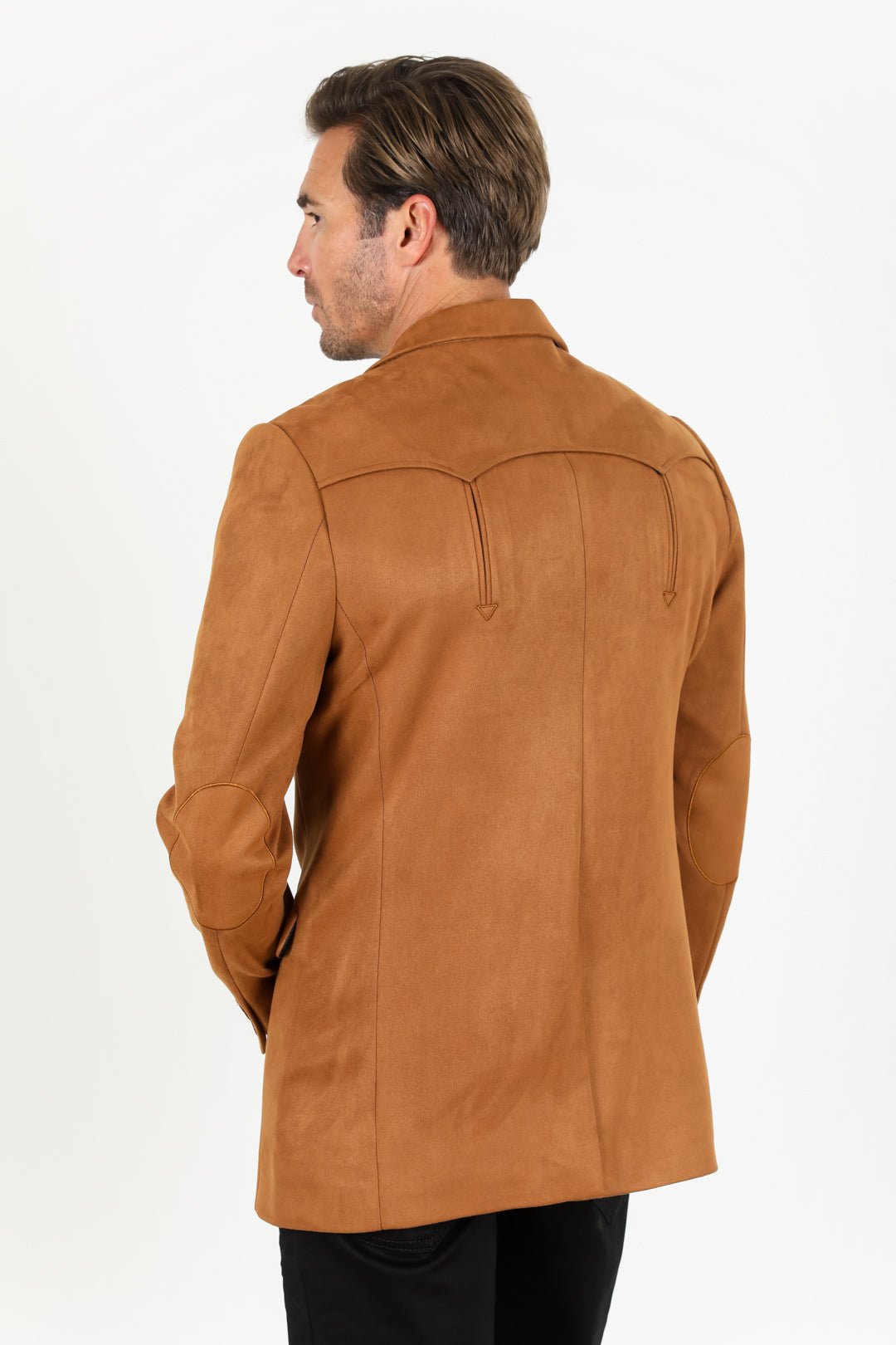 Men's Double Button Faux-Suede Blazer