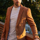 Men's Double Button Faux-Suede Blazer