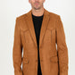 Men's Double Button Faux-Suede Blazer