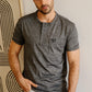 Mens Modern Fit Stretch Henley T-Shirt with Logo