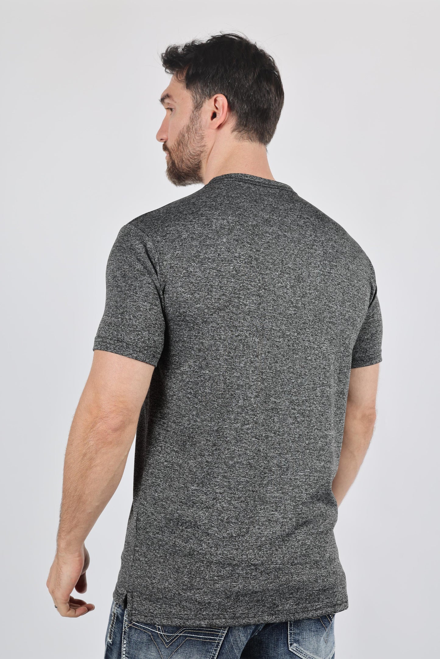 Mens Modern Fit Stretch Henley T-Shirt with Logo