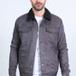 Mens Sherpa Lined Faux Suede Jacket - Charcoal