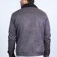 Mens Sherpa Lined Faux Suede Jacket - Charcoal