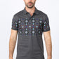 Mens Modern Fit Stretch Cotton Aztec Panoramic Print Polo