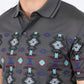 Mens Modern Fit Stretch Cotton Aztec Panoramic Print Polo