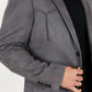 Men's Double Button Faux-Suede Blazer - Charcoal