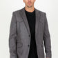 Men's Double Button Faux-Suede Blazer - Charcoal