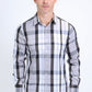 Mens Checkered Long Sleeve White Shirt