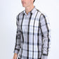 Mens Checkered Long Sleeve White Shirt