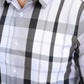 Mens Checkered Long Sleeve White Shirt