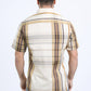 Mens Checkered Short Sleeve Beige Shirt