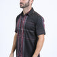 Mens Checkered Short Sleeve Black Shirt