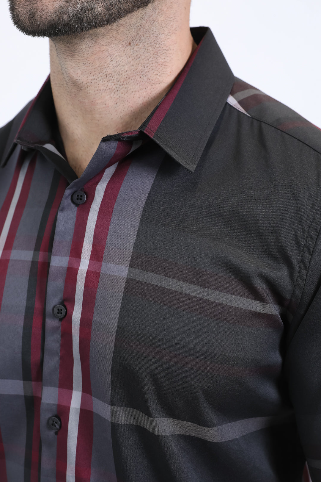 Mens Checkered Short Sleeve Black Shirt