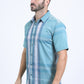 Mens Checkered Short Sleeve Blue Shirt