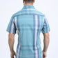 Mens Checkered Short Sleeve Blue Shirt