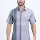 Mens Checkered Short Sleeve Lt. Grey Shirt