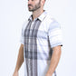 Mens Checkered Short Sleeve White Shirt