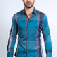 Mens Checkered Teal Long Sleeve Shirts