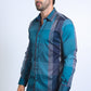 Mens Checkered Teal Long Sleeve Shirts