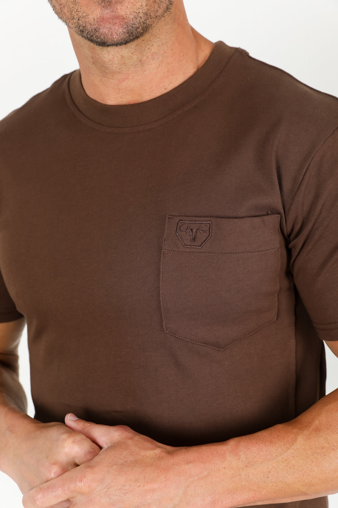 Classic Cotton Knit Brown T-Shirt