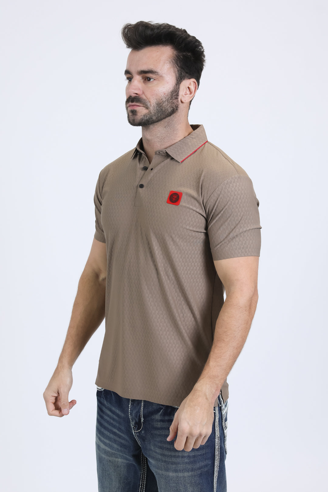 Men's Cotton Modern Fit Stretch Beige Polo