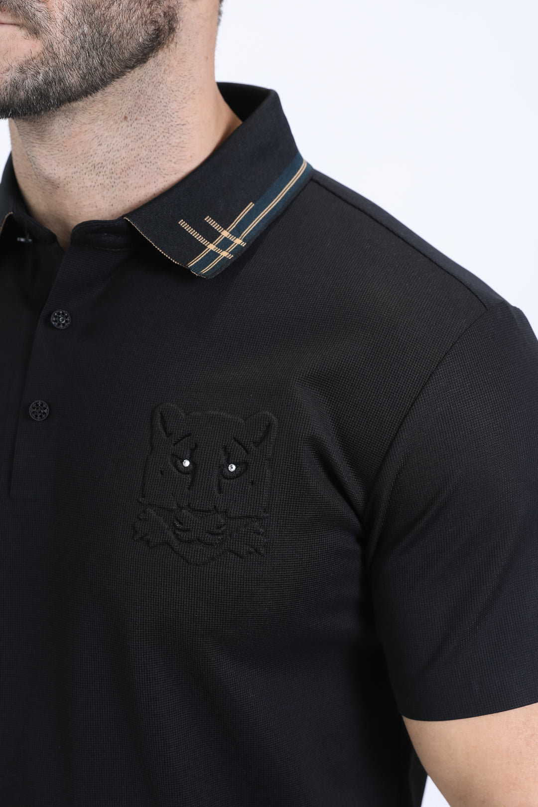 Men's Cotton Modern Fit Stretch Black Polo