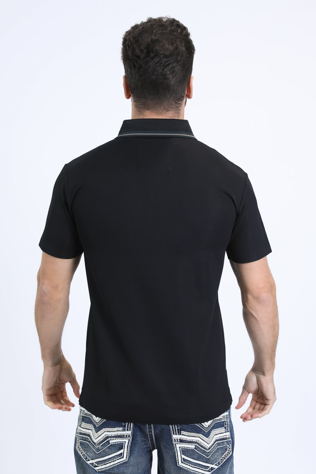 Men's Cotton Modern Fit Stretch Black Polo