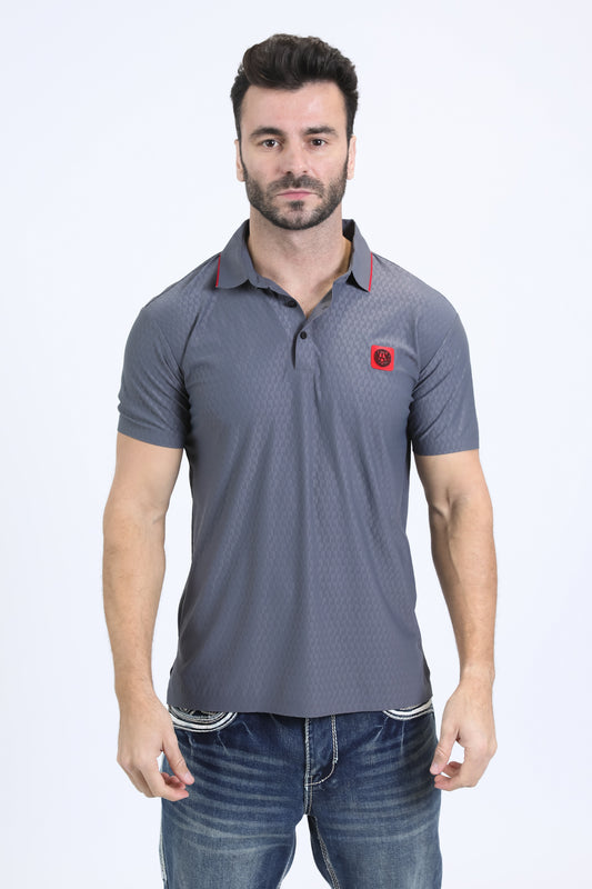 Men's Cotton Modern Fit Stretch Grey Polo