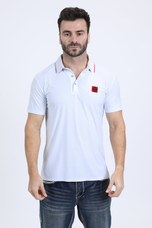 Men's Cotton Modern Fit Stretch White Polo