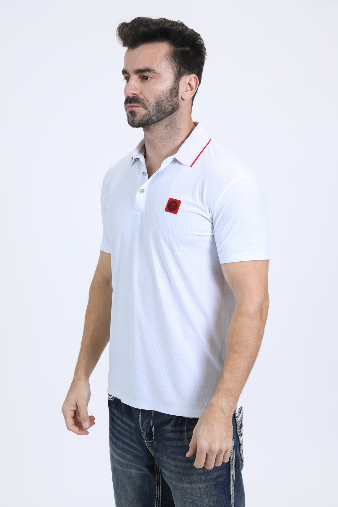 Men's Cotton Modern Fit Stretch White Polo