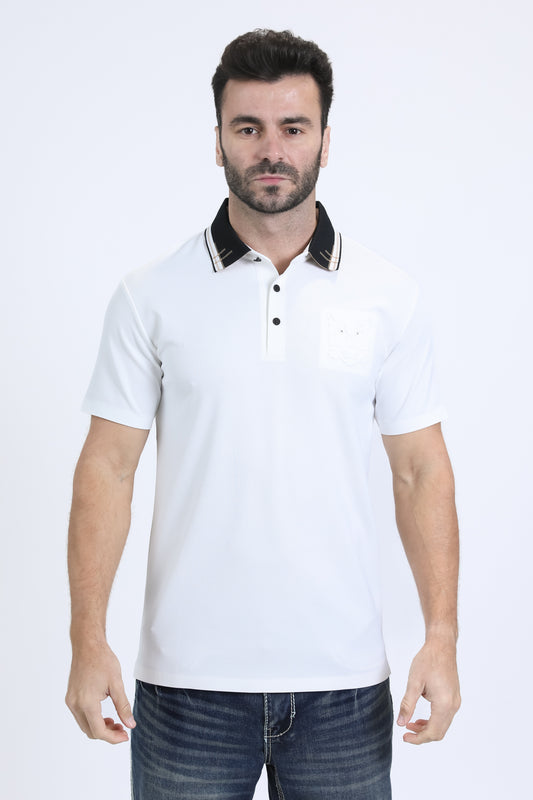 Men's Cotton Modern Fit Stretch White Polo