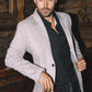 Men's Double Button Faux-Suede Light-Grey Blazer