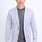 Men's Double Button Faux-Suede Light-Grey Blazer