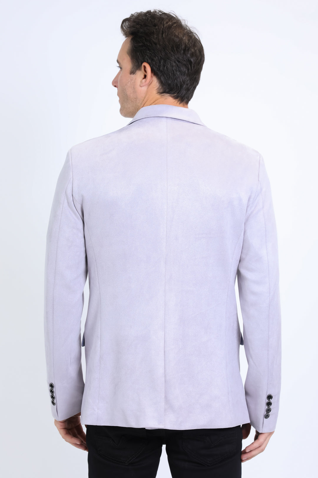 Men's Double Button Faux-Suede Light-Grey Blazer