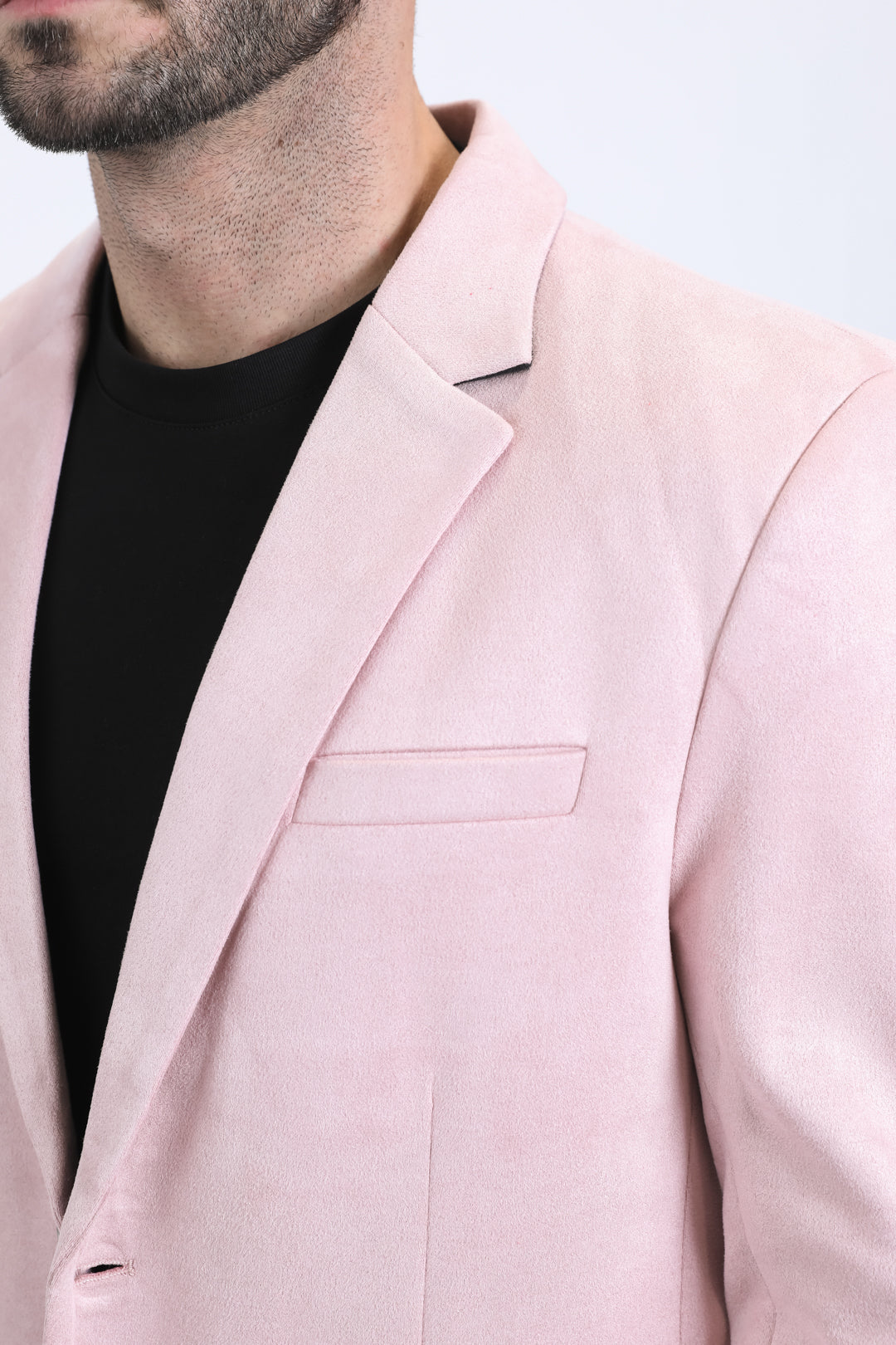 Men's Double Button Pink Faux-Suede Blazer